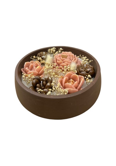 Yuvarlak Kasede 19x5 Cm Çiçek Mum Kadınlar Günü, Anneler Günü Hediyelik