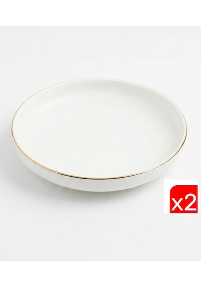 Tabak Evi Porselen Sofia Altın Yaldızlı Çukur Tabak 18,5cm 620cc 2 Li Çok Renkli