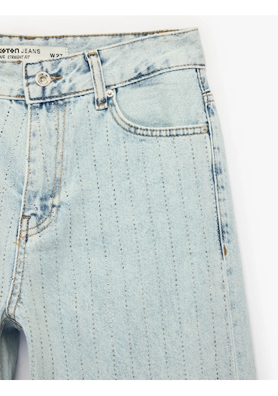 Koton Straight Taşlı Mavi Kadın Jean Pantolon 6sal40024md Mavi