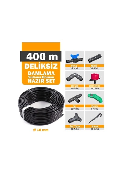 Eltar 400 Metre Deliksiz Düz Damla Sulama Sistemi Ve Ek Parçaları Eltar 400 Metre Deliksiz Düz Damla Sulama Sistemi Ve Ek Parçaları