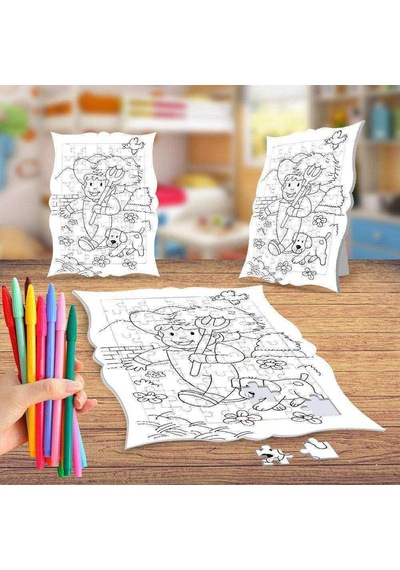 Küçük Çiftçi Ve Köpeği Boyama Puzzle Tablo Çocuk Eğitici Yapboz