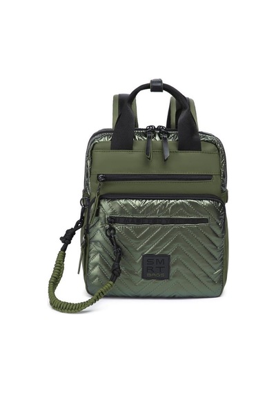 Smart Bags Parlak Kumaş Küçük Boy Askılı Kadın Sırt Çantası 3250 Yeşil
