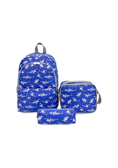 Superbag Erkek Çocuk Ilkokul Çantası Balık Desenli Sırt Çantası Beslenmelik Ve Kalemlik 3'lü Set
