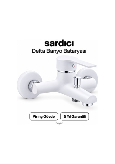 Sardıcı Delta Beyaz Pirinç Banyo Bataryası Dirsek Rozet Dahil