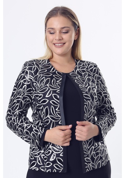Ladies First Büyük Beden 3814 Lacivert Ceket+Bluz Takım 001