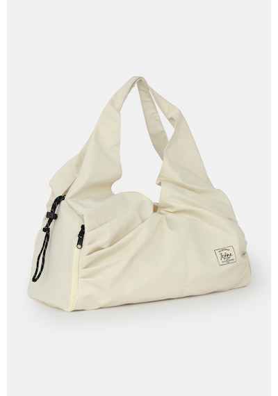 İcone Bag Icone Pliseli Fermuarlı Yoga Çantası, Fitness Çantası, Gym Heybe Görünümlü Pliseli Spor Çantası Krem