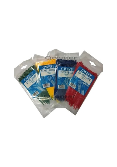 Gwest 3.6X150Mm 15Cm Renkli Plastik Cırt Kelepçe Kablo Bağı Sarı+Kırmızı+Mavi+Yeşil