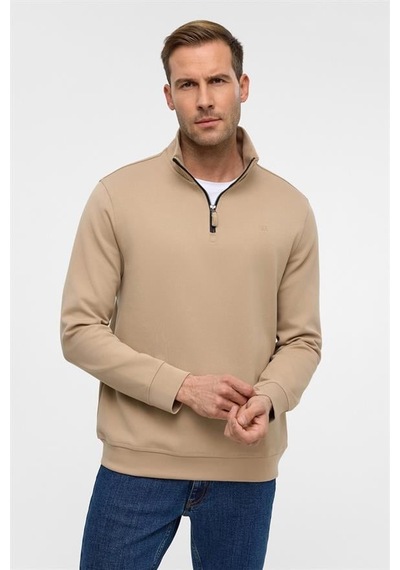 Süvari Bej Regular Düz Yarım Balıkçı Yaka Sweatshirt Bej