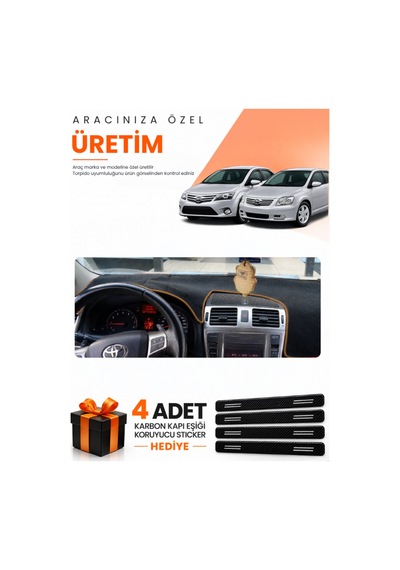 Toyota Avensis T270 2009-2015 Uyumlu Torpido Koruma Örtüsü Oto Kılıfı - Siyah Kahverengi