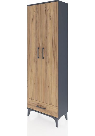 Arges Dolap 2 Raflı Tek Çekmeceli Tek Askılı 60x30x182 Antras... Antrasit