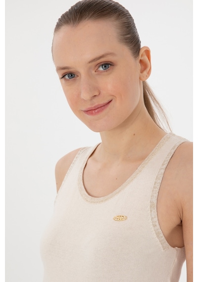 U.S. Polo Assn. Kadın Krem Bisiklet Yaka Triko Tişört 50306480-VR071