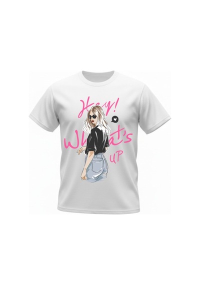 Urbantrendstore Unisex Genç Kız Whats Up Oversize Fit Rahat Geniş Salaş T-shirt Günlük Tişört Beyaz
