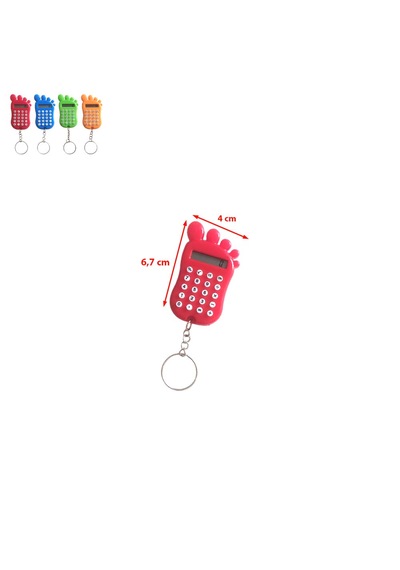 Kırmızı Ayak Şekilli Mini 8 Haneli Hesap Makinesi Anahtarlık 1 Adet Ebat: 6.7 CM x 4 CM