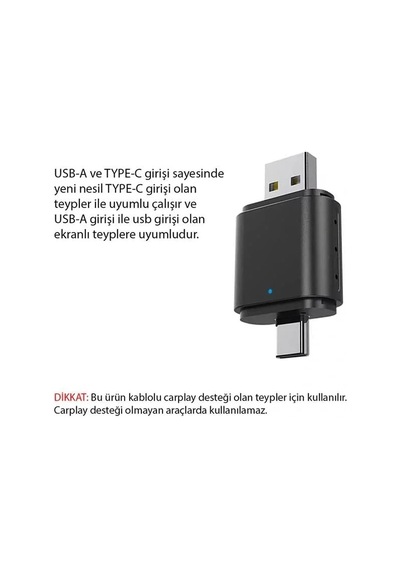 Powermaster Pm-27447 Kablosuz Carplay - Android Auto Çevirici Dönüştürücü Adaptör İki Girişli Usb - 10.1"