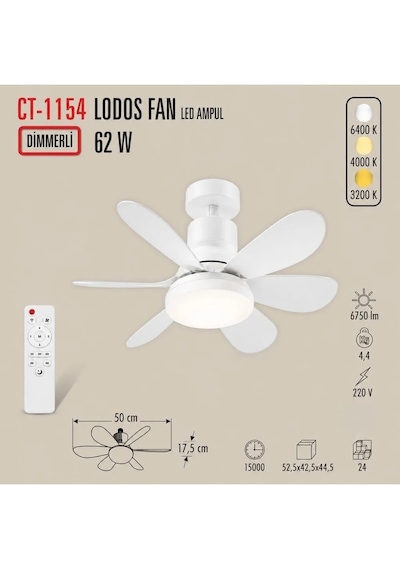 Cata Ct-1154 Lodos Fan Led Ampul