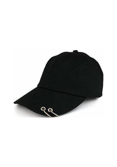 Unisex Kpop 2 Halkalı Pirsingli Şapka Siyah