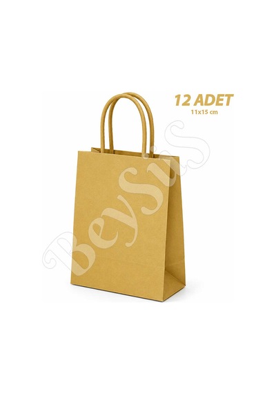 11x15 Cm Hediyelik Kağıt Çanta Gold 12 Adet Tüm Yaşlar