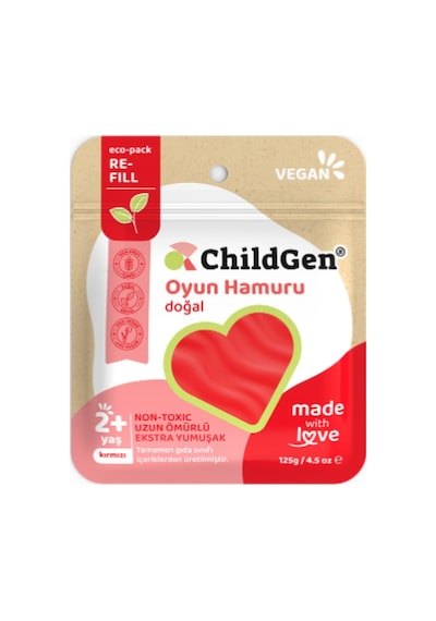 Doğal Oyun Hamuru - Kırmızı Vakumlu Kartuş Paket
