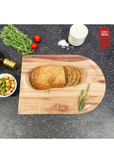 Kanallı Cam Kesme Tahtası - Yeni Ahşap - Kenarı Oval - 25x35cm