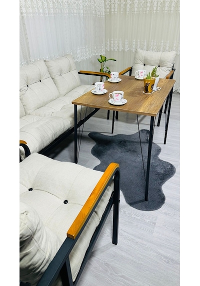 Madame Home Açelya Balkon, Bahçe, Cafe - Salon - Metal Kanepe Koltuk Takımı 3+1+1 + Masa Krem Madame Home Açelya Balkon, Bahçe, Cafe - Salon - Metal Kanepe Koltuk Takımı 3+1+1 + Masa Krem