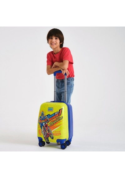 Coral High Kids Fosforlu Sarı Saks Motorsiklet Desenli Çocuk Valizi 16733