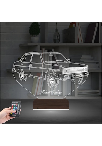 Luvivia Fiat Tofaş Şahin Tofaşk Araba Kişiye Özel 3d Lamba - Masa Gece Lambası Şeffaf