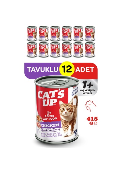 Cats Up Yaş Yetişkin Kedi Maması Tavuklu 415gr 12li