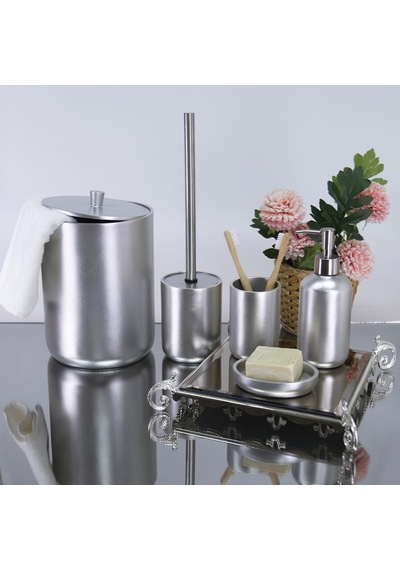 By Selim Home Elegance Gümüş Polyester 5 Parça Banyo Seti Gümüş