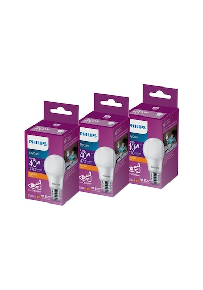 Philips Led 5-40W Ampul 2700K Sarı Işık 3Lü