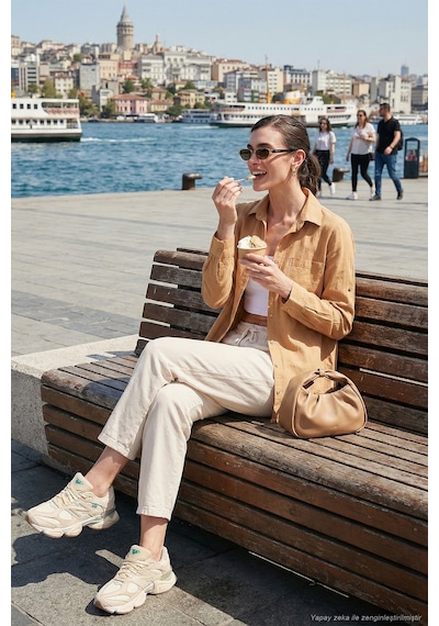 Lela Pamuklu Regular Fit Cepli Bayan Gömlek Cf25S16992 Camel