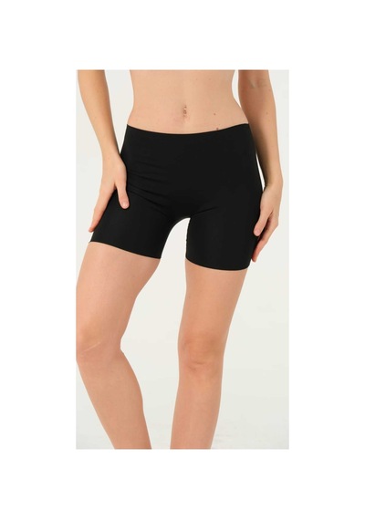 Lorexia Kadın Silikon Şeritli Kaydırmaz Lazer Kesim İz Yapmaz Boxer Korse Siyah
