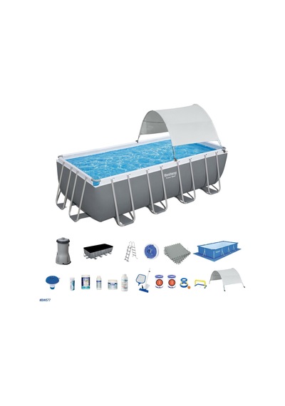 Beswtay Gölgelikli Büyük Prefabrik Full Havuz Seti 488x244x122cm 56670 Bw577
