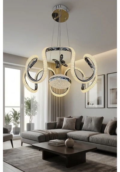 Arya Modern Eliza Top Simli Silikon Sarkıt Led Avize Renkli