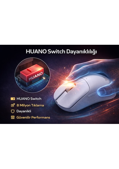 Gaming Kablosuz Mouse Beyaz 63g Ultra Hafif 2.4g, Bluetooth, Type-c, 12800 Dpı Şarjlı Ergonomik Makrolu Tasarım Diğer