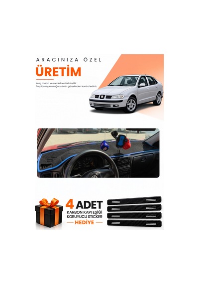 Seat Cordoba 1998-2001 Uyumlu Torpido Koruma Örtüsü Oto Kılıfı - Siyah Mavi