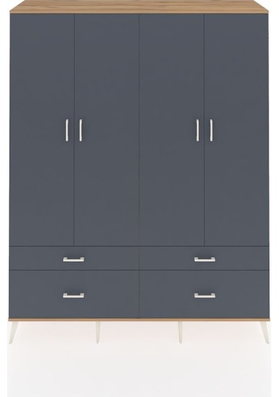 Hyperion Gardrop 10 Raflı 4 Çekmeceli 4 Kapaklı 176x44x221 Çam-antrasit Antrasit