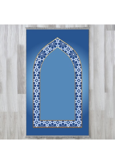 Evaşk Namazlık Dokuma Halı Kaymaz Muslumana Seccade80 x 130 Mavi EVASK809G80