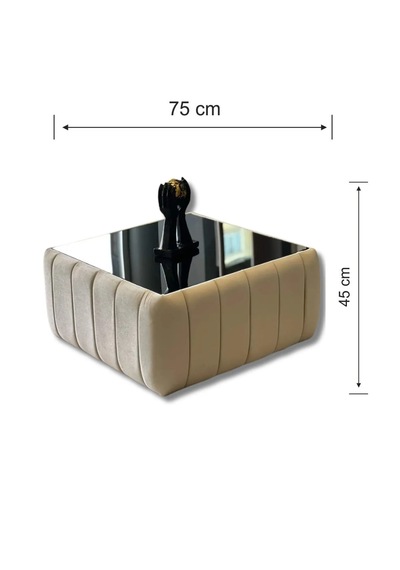 Most Line Cam Orta Sehpa 04 Bej Kadife Kumaş Evinize Teslim