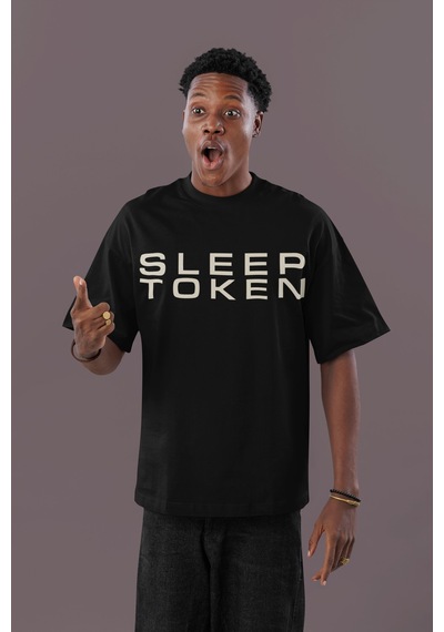 Özel Tasarım Sleep Token Sırt Baskılı Unisex Oversize Rock Metal Siyah