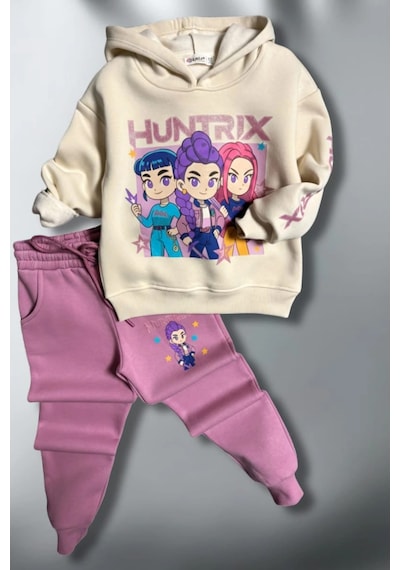 Koçak Kids 3 İplik Huntrix Kız Çocuk Eşofman Takım Pembe