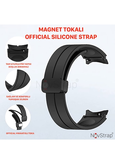 Novstrap Samsung Galaxy Watch 4 5 Pro 6 7 Fe 40 42 43 44 45 46 47 Mm Uyumlu Kordon Magnet Toka Silikon Kayış