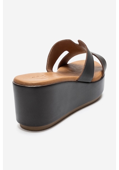 Luvishoes Lıa Kahverengi Cilt Hakiki Deri Dolgu Topuklu Kadın Terlik