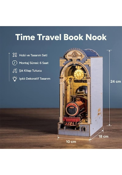 Rolife Tgb04 Time Travel Kitap Köşesi Book Nook Dıy Minyatür Maket Model Seti Mini Dollhouse 3d Model Kit Detaylı Dekoratif Hobi Seti 3d Puzzle Tiny House
