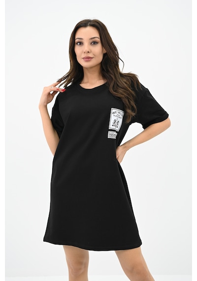 Kadın Baskılı Oversize T-shirt Elbise 5218-24 Renkli