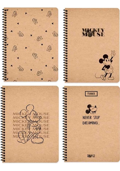 Keskin 16,5 X 22,5cm 80 Yaprak Kraft Karton Kapak Spiralli Defter Çizgili - Mickey Mouse 410133-69 Standart