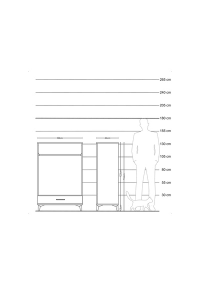 Hyperion Dolap Tek Raflı Tek Çekmeceli Tek Askılı 88x44x134 A... Aytaşı