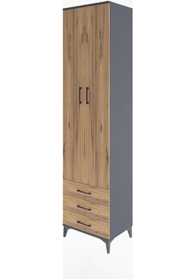 Hyperion Dolap 5 Raflı 3 Çekmeceli 2 Kapaklı 60x44x243 Antras... Antrasit