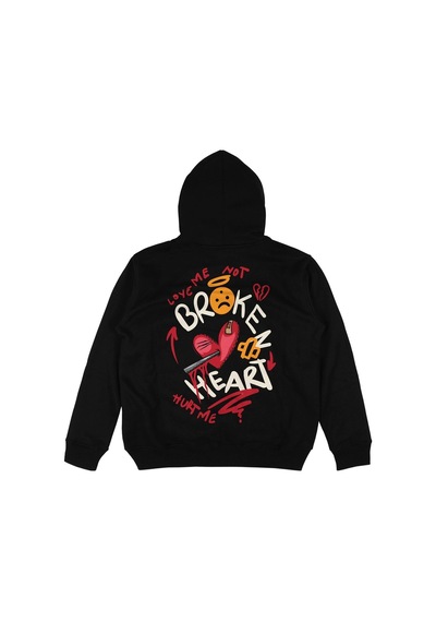 Startmore Adrift Broken Heart Siyah Oversize Unisex Kapüşonlu Sweatshirt Hoodie Siyah