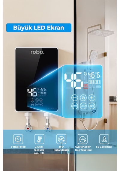 Dijital Akıllı Şofben - Duş Başlığı li