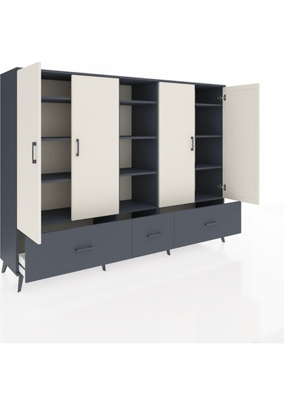 Hyperion Dolap 12 Raflı 3 Çekmeceli 4 Kapaklı 220x44x163 Antrasit Antrasit-aytaşı/antrasit Hyperion Dolap 12 Raflı 3 Çekmeceli 4 Kapaklı 220x44x163 Antrasit Antrasit-aytaşı/antrasit